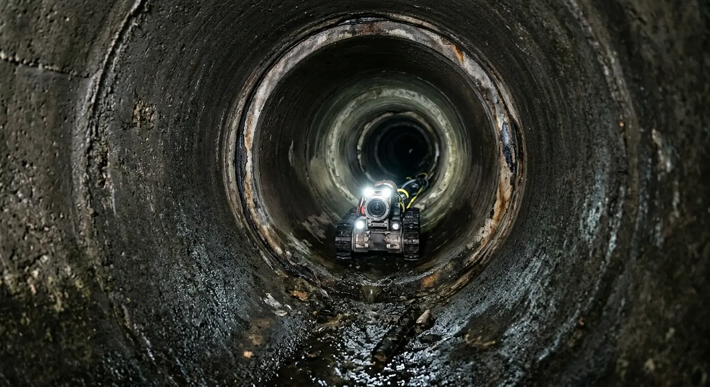 Robotic sewer camera inspecting pipe interior for Drain Snake Service in Medford